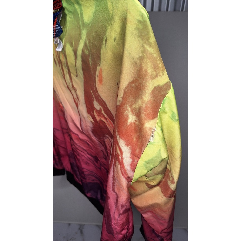 Speedo x Forever 21 Reversible Windbreaker Neon Green Marble Swirl Jacket Small - Picture 11 of 14